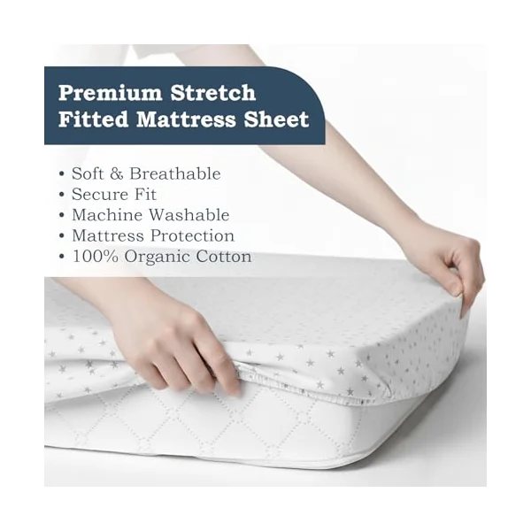 Lilly B. - Cot Bed Sheets - 100% Organic Cotton 2 Fitted - Cot Sheets - Cot Bed Sheets 140 x 70 Fitted - Compatible with Cot Bed, Toddler Bed, Cot Bed Mattress up to 140x70 cm (Pack of 2)