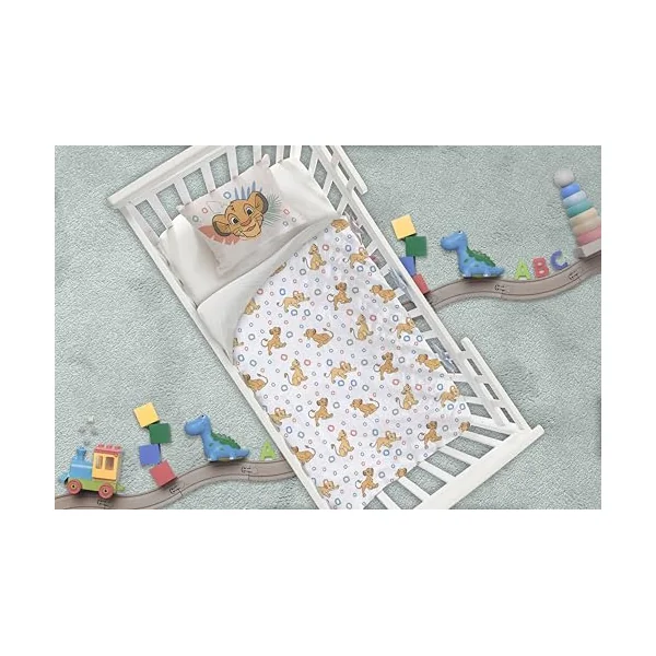 Lion King Baby Duvet Cover 100x140 + Pillowcase 40x60 100% Cotton Simba | Reversible baby bedding | Natural cotton soft breathable | Official Disney | Age 0-3 | Cot size | Gift idea