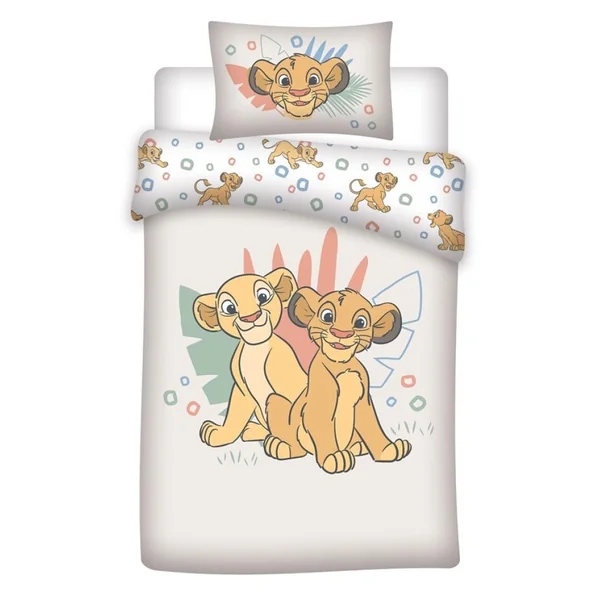 Lion King Baby Duvet Cover 100x140 + Pillowcase 40x60 100% Cotton Simba | Reversible baby bedding | Natural cotton soft breathable | Official Disney | Age 0-3 | Cot size | Gift idea