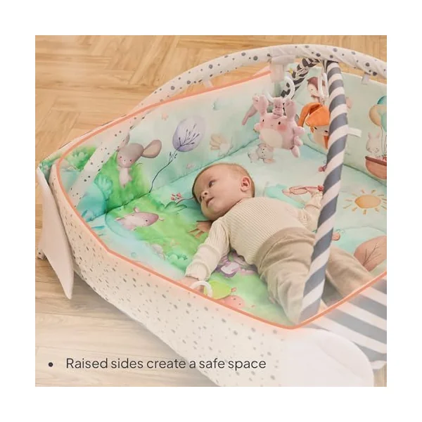 LIONELO Anika Bamboo Baby Play Mat and Activity Gym from Birth | 8 Detachable Toys, Play Arch and Tummy Time Pillow for Sensory Development, Motor Skills and Everyday Play