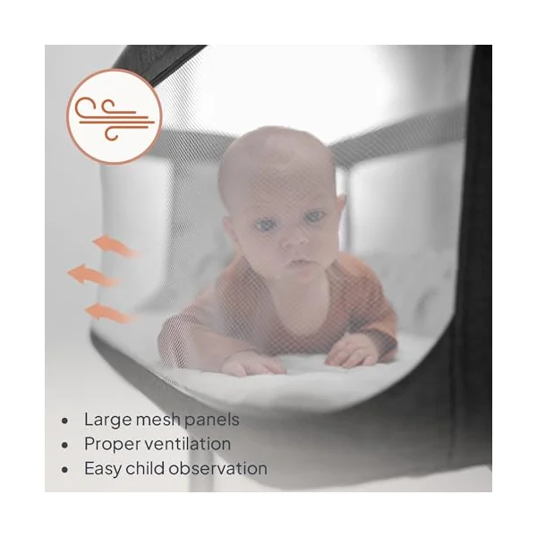 LIONELO Aurora 3-in-1 Bedside Crib and Travel Cot from Birth | Up to 9 kg, Breathable Fabric, Carry Bag, Mattress Included, Lockable Wheels
