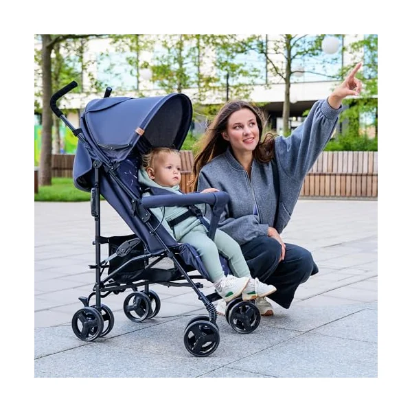 LIONELO Elia Lightweight Foldable Pushchair from 6 Months to 3 Years | XXL Canopy, 5-Point Harness, Shock-Absorbing Wheels, Large Shopping Basket and Compact Fold