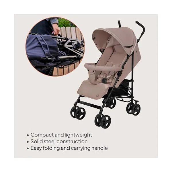 LIONELO Elia Lightweight Foldable Pushchair from 6 Months to 3 Years | XXL Canopy, 5-Point Harness, Shock-Absorbing Wheels, Large Shopping Basket and Compact Fold