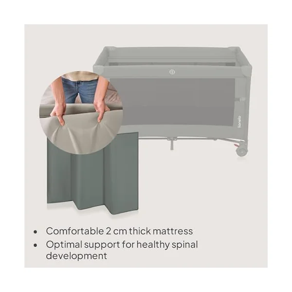 lionelo Ellen 3-in-1 Travel Cot, Co-Sleeper and Playpen from Birth | 2 Mattress Heights, Drop-Down Side, Zipped Entrance, Lockable Wheels, Mattress and Carry Bag