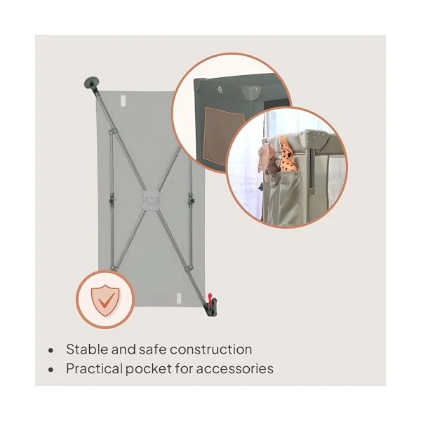 lionelo Ellen 3-in-1 Travel Cot, Co-Sleeper and Playpen from Birth | 2 Mattress Heights, Drop-Down Side, Zipped Entrance, Lockable Wheels, Mattress and Carry Bag