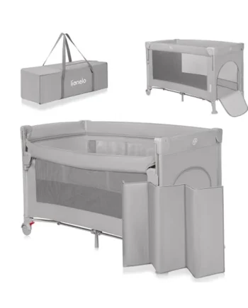 lionelo Ellen 3-in-1 Travel Cot, Co-Sleeper and Playpen from Birth | 2 Mattress Heights, Drop-Down Side, Zipped Entrance, Lockable Wheels, Mattress and Carry Bag