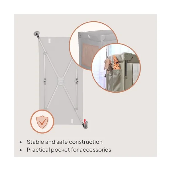 lionelo Ellen 3-in-1 Travel Cot, Co-Sleeper and Playpen from Birth | 2 Mattress Heights, Drop-Down Side, Zipped Entrance, Lockable Wheels, Mattress and Carry Bag