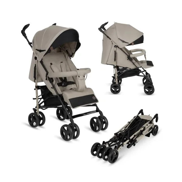 LIONELO Irma Lightweight Foldable Pushchair up to 15 kg | Multi-Position Reclining Seat, Adjustable Footrest, 5-Point Harness, One-Foot Rear Brake, Large Basket and Compact Fold