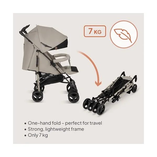 LIONELO Irma Lightweight Foldable Pushchair up to 15 kg | Multi-Position Reclining Seat, Adjustable Footrest, 5-Point Harness, One-Foot Rear Brake, Large Basket and Compact Fold