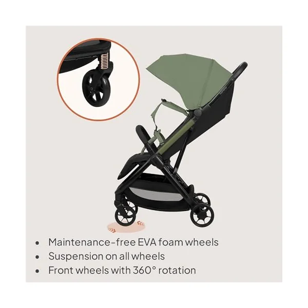 LIONELO Julie Air Lightweight Foldable Pushchair from 6 Months to 4 Years | Up to 22 kg, 360° Swivel, One-Hand Fold, Wheel Suspension, UPF50+ Canopy, Wheels