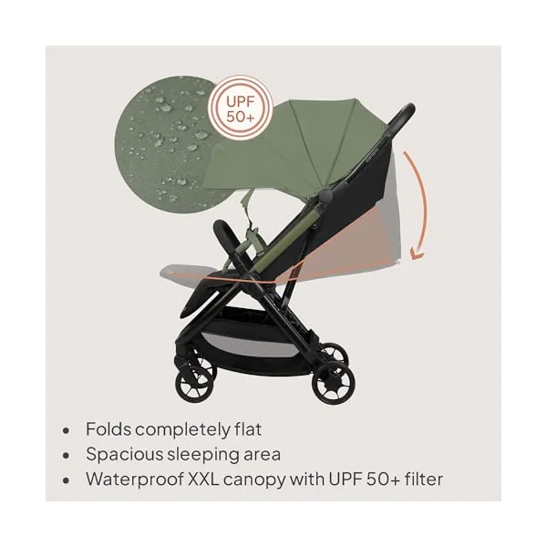 LIONELO Julie Air Lightweight Foldable Pushchair from 6 Months to 4 Years | Up to 22 kg, 360° Swivel, One-Hand Fold, Wheel Suspension, UPF50+ Canopy, Wheels