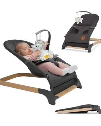 LIONELO June Baby Bouncer and Rocker from Birth up to 9 kg | Natural Soothing Motion, Ergonomic Back Support, 3-Point Harness, Breathable Fabric, Toy Bar and Foldable Frame