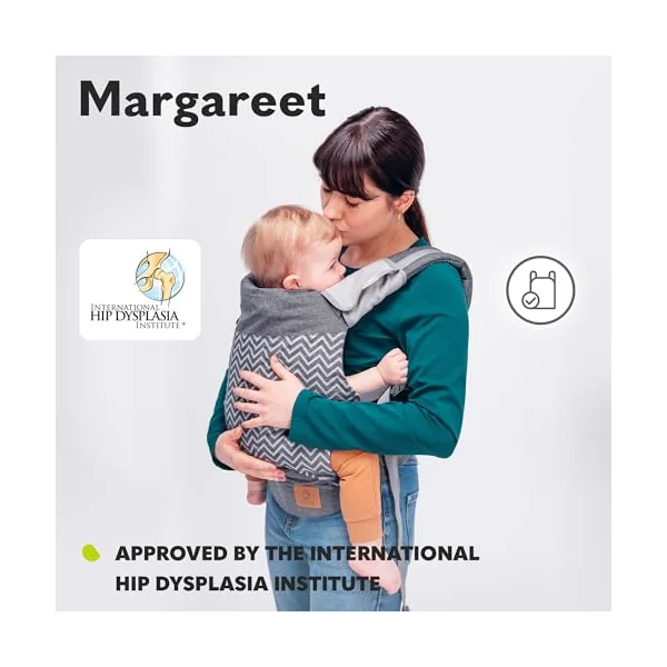 LIONELO Margareet Ergonomic Baby Carrier | Retractable Design, 3 Carrying Positions, Correct Position of the Baby, Retractable Bonnet, Double Protection