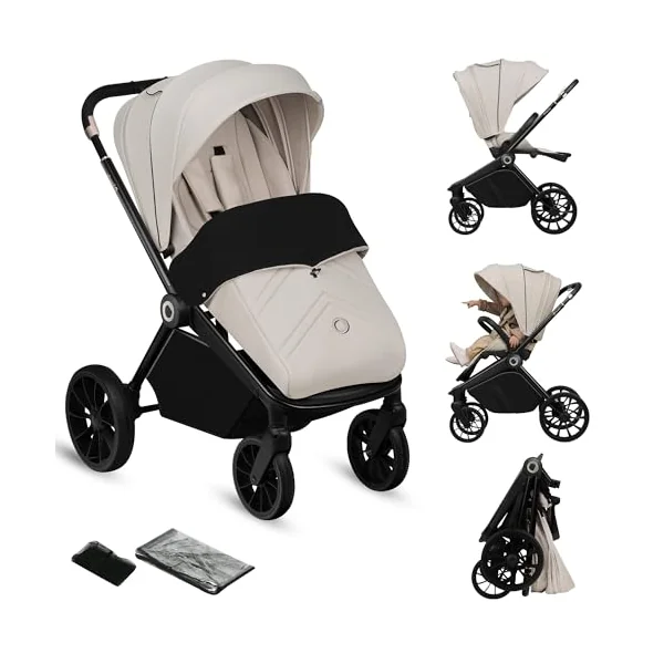 LIONELO Mika Plus All-Terrain Pushchair 6-48 Months up to 22 kg | Reversible Lie-Flat Seat, Front and Rear Suspension, XXL Water-Repellent UPF50+ Canopy and Large Shopping Basket