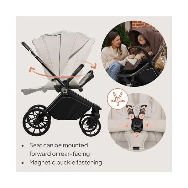 LIONELO Mika Plus All-Terrain Pushchair 6-48 Months up to 22 kg | Reversible Lie-Flat Seat, Front and Rear Suspension, XXL Water-Repellent UPF50+ Canopy and Large Shopping Basket