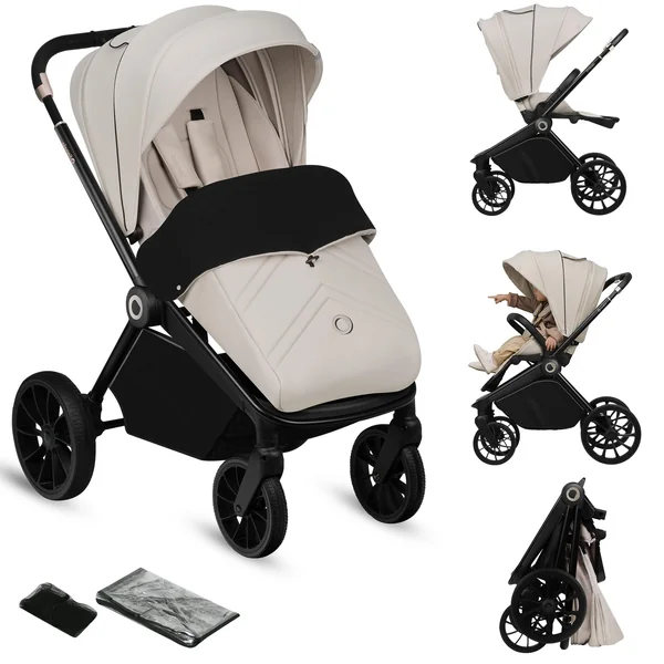 LIONELO Mika Plus All-Terrain Pushchair 6-48 Months up to 22 kg | Reversible Lie-Flat Seat, Front and Rear Suspension, XXL Water-Repellent UPF50+ Canopy and Large Shopping Basket