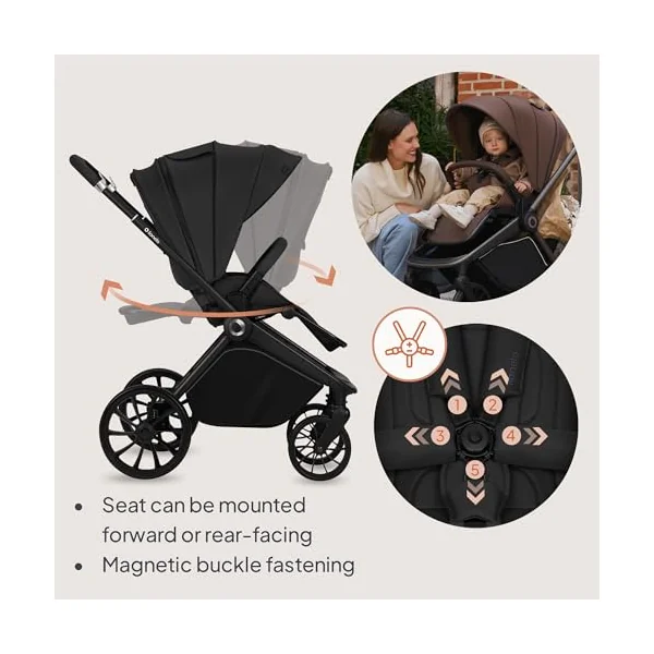 LIONELO Mika Plus All-Terrain Pushchair 6-48 Months up to 22 kg | Reversible Lie-Flat Seat, Front and Rear Suspension, XXL Water-Repellent UPF50+ Canopy and Large Shopping Basket