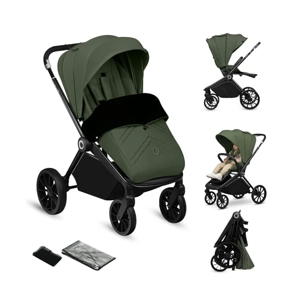 LIONELO Mika Plus All-Terrain Pushchair 6-48 Months up to 22 kg | Reversible Lie-Flat Seat, Front and Rear Suspension, XXL Water-Repellent UPF50+ Canopy and Large Shopping Basket