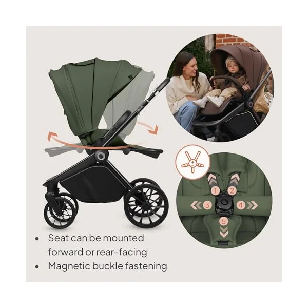 LIONELO Mika Plus All-Terrain Pushchair 6-48 Months up to 22 kg | Reversible Lie-Flat Seat, Front and Rear Suspension, XXL Water-Repellent UPF50+ Canopy and Large Shopping Basket