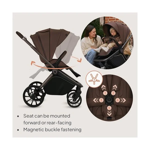 LIONELO Mika Plus All-Terrain Pushchair 6-48 Months up to 22 kg | Tilting backrest with reclining position, Canopy XXL UPF50+ waterproof, compact one-handed foldable, spacious basket