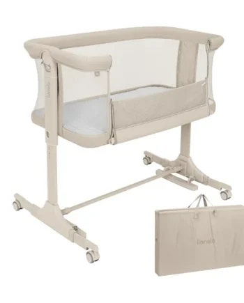 lionelo Pari 3-in-1 Bedside Cot and Rocking Bassinet from Birth | 6 Height Levels, Drop-Down Side, Incline Mattress, Lockable Wheels, Breathable Mesh and Travel Bag