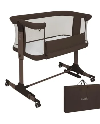 lionelo Pari 3-in-1 Bedside Cot and Rocking Bassinet from Birth | 6 Height Levels, Drop-Down Side, Incline Mattress, Lockable Wheels, Breathable Mesh and Travel Bag