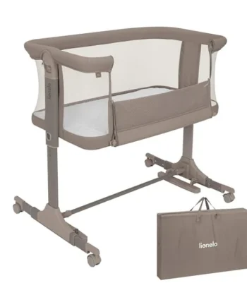 lionelo Pari 3-in-1 Bedside Cot and Rocking Bassinet from Birth | 6 Height Levels, Drop-Down Side, Incline Mattress, Lockable Wheels, Breathable Mesh and Travel Bag
