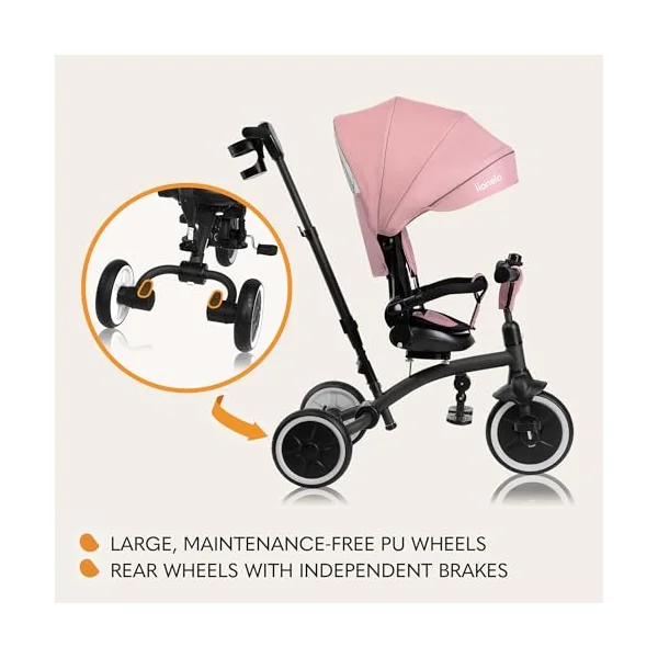 LIONELO Tris Plus 2-in-1 Tricycle and Pushchair from 9 Months | Up to 25 kg, 360° Reversible Seat, Parent Steering Handle, Free-Wheel Function, Footrest and Cup Holder