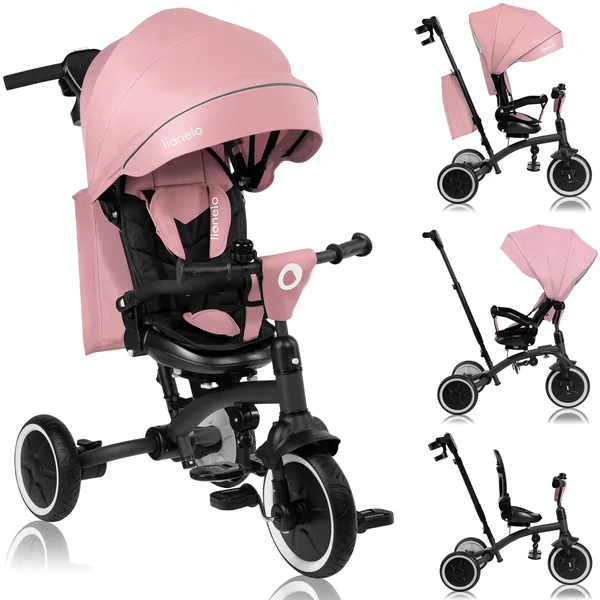 LIONELO Tris Plus 2-in-1 Tricycle and Pushchair from 9 Months | Up to 25 kg, 360° Reversible Seat, Parent Steering Handle, Free-Wheel Function, Footrest and Cup Holder