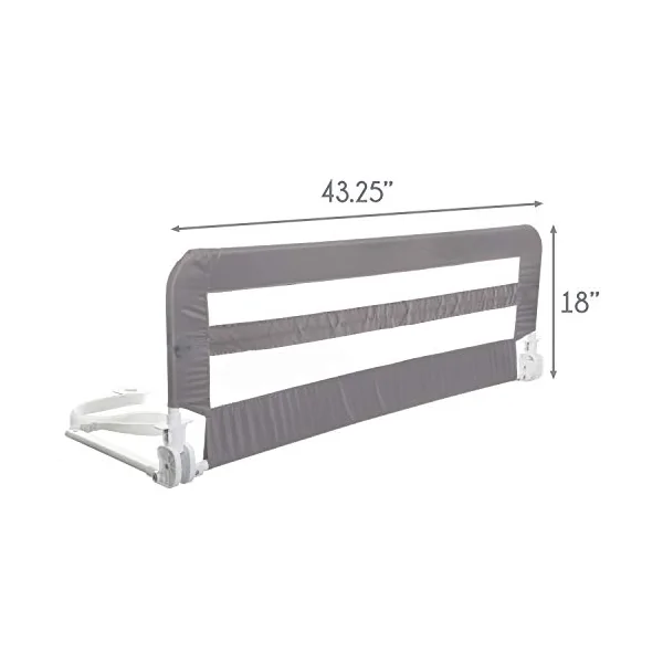 Little Chicks Sydney Toddler Bed Rail - Foldable & Portable - Suitable for Flat Beds Bases up to Queen-Size Mattress - Gray - Model CK027