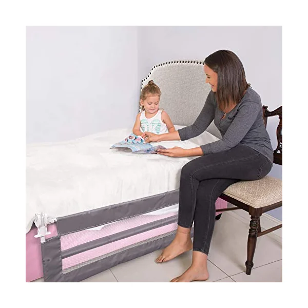Little Chicks Sydney Toddler Bed Rail - Foldable & Portable - Suitable for Flat Beds Bases up to Queen-Size Mattress - Gray - Model CK027