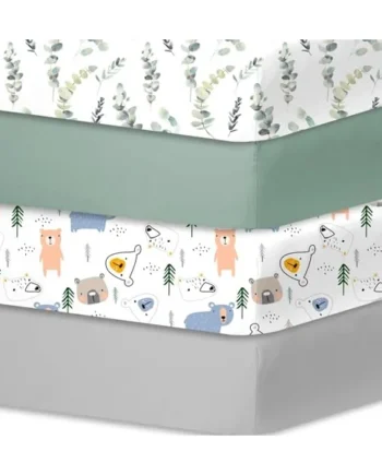 Little Grape Land cot bed sheets 140 x 70 cm fitted 4 Pack,Ultra Soft Breathable Microfibre Baby Cot Sheets, OEKO-TEX STANDARD 100 certified, Fits Standard Cot Bed Mattresses, Leaves