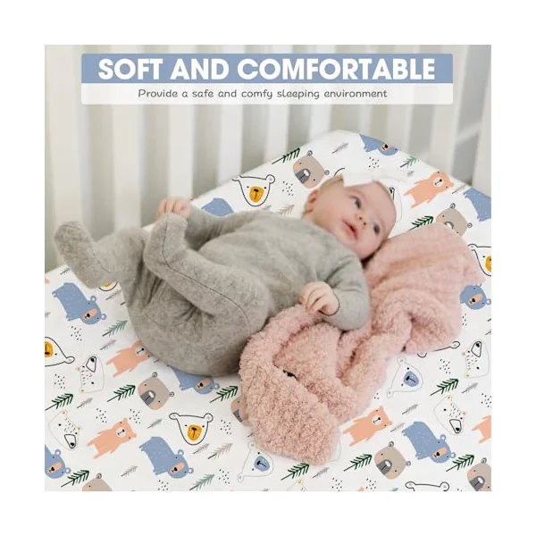 Little Grape Land cot bed sheets 140 x 70 cm fitted 4 Pack,Ultra Soft Breathable Microfibre Baby Cot Sheets, OEKO-TEX STANDARD 100 certified, Fits Standard Cot Bed Mattresses, Leaves