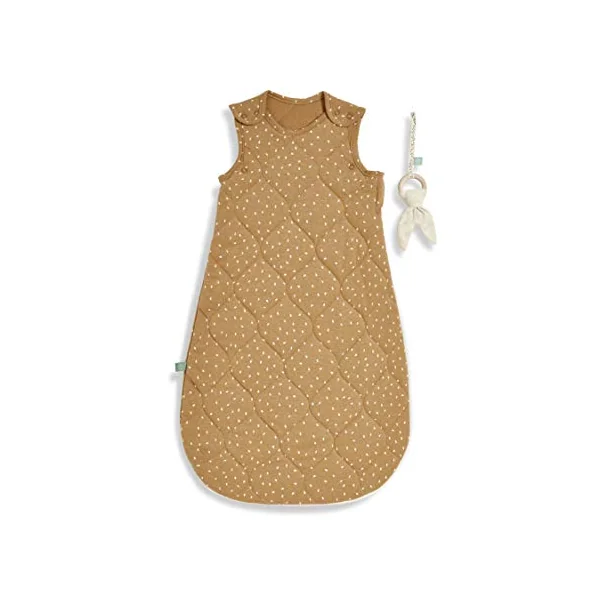 Little Green Sheep Baby Sleeping Bag - Luxury Organic Cotton Blend Sleeping Bags with Side Zip Fastening Poppers, Meets British Safety Standard, Honey Rice, 2.5 Tog 0-6M