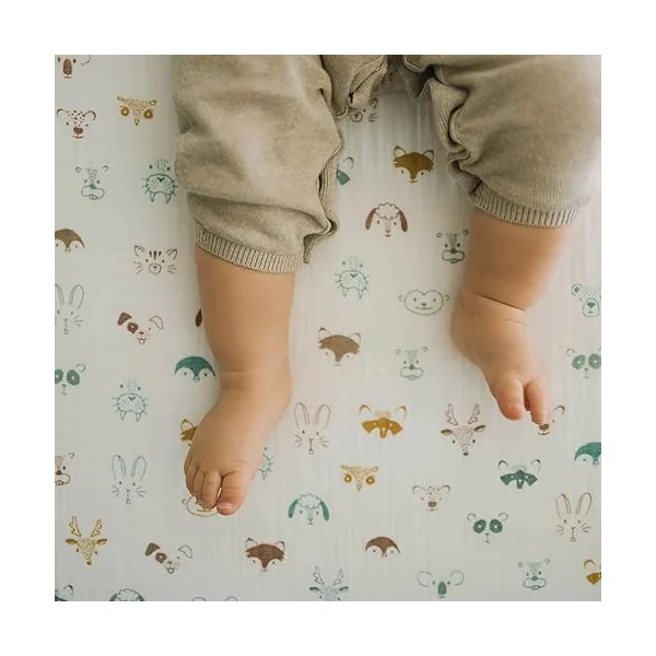 Little Unicorn Fitted Crib Sheet | Super Soft | Sized for Standard Baby Crib Mattress & Toddler Bed | Cozy Bedding Sheet for Boys and Girls | Machine Washable | 52” x 28” x 6” (Animal Crowd)