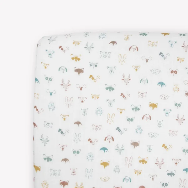 Little Unicorn Fitted Crib Sheet | Super Soft | Sized for Standard Baby Crib Mattress & Toddler Bed | Cozy Bedding Sheet for Boys and Girls | Machine Washable | 52” x 28” x 6” (Animal Crowd)