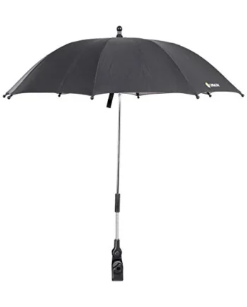 LittleLife Baby Sun Parasol UPF50+ | Universal Pushchair & Buggy Umbrella, Adjustable 360° Shade for Safe Summer Walks, Black