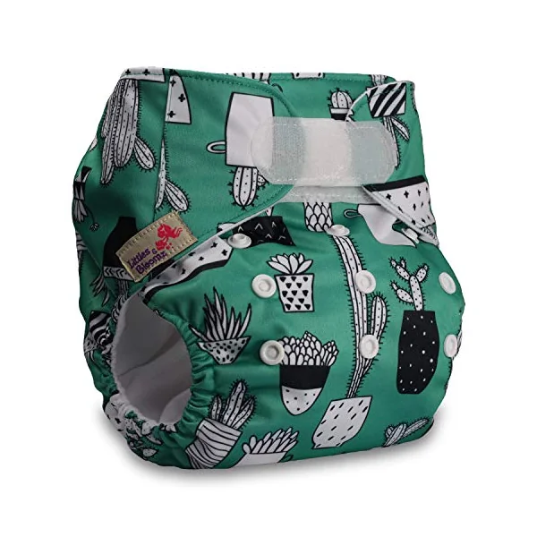 Littles & Bloomz, Reusable Pocket Cloth Nappy, Fastener: Hook-Loop, Set of 1, Pattern 58, Without Insert