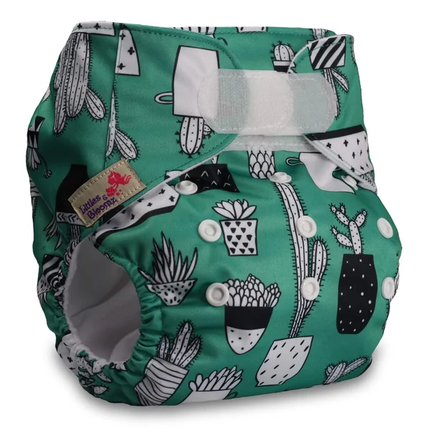 Littles & Bloomz, Reusable Pocket Cloth Nappy, Fastener: Hook-Loop, Set of 1, Pattern 58, Without Insert
