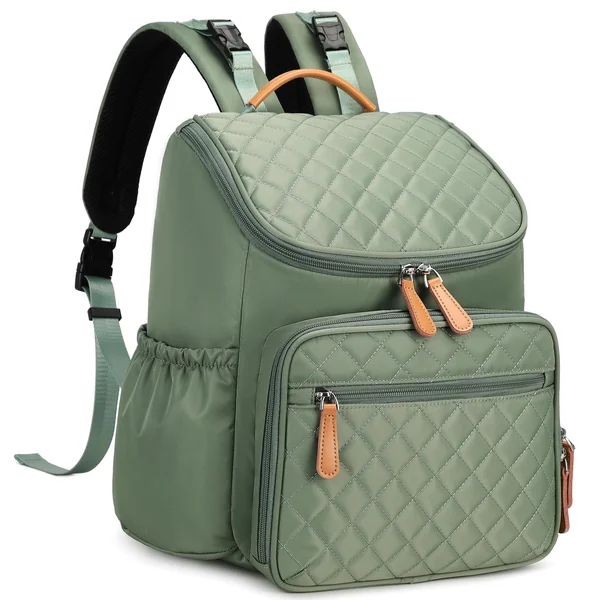 LORADI Lightweight Changing Bag Backpack, Green | Pram Clips, Insulated Pockets, Water-resistant, Easy to Clean, Durable