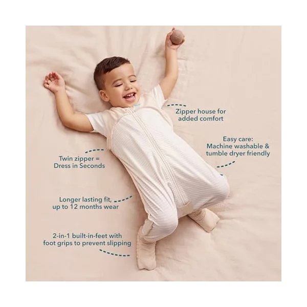 Love To Dream™ Sleep Suit with Legs Bundle – 12–24 & 24–36 Months, Bees Olive, 2.5 Tog, Long Sleeve Wearable Blanket, Double Zip, Machine Washable Cotton