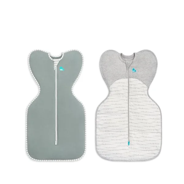 Love To Dream™ Swaddle UP™ Bundle – Small 3.5–6 kg, Deep Olive 1.0 Tog & White Dreamer 2.5 Tog, Snug Fit, Double Zip, Machine Washable Cotton