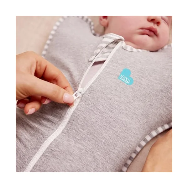 Love To Dream™ Swaddle UP™ Bundle – Small 3.5–6 kg, Deep Olive 1.0 Tog & White Dreamer 2.5 Tog, Snug Fit, Double Zip, Machine Washable Cotton