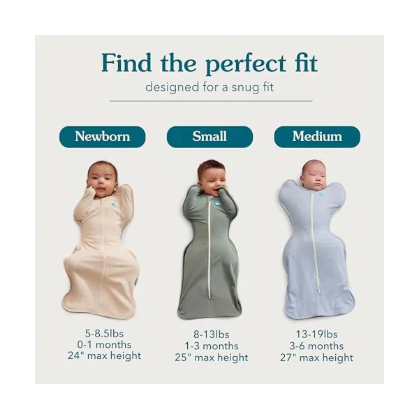 Love To Dream™ Swaddle UP™ Bundle – Small 3.5–6 kg, Deep Olive 1.0 Tog & White Dreamer 2.5 Tog, Snug Fit, Double Zip, Machine Washable Cotton
