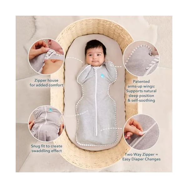 Love To Dream™ Swaddle UP™ Bundle – Small 3.5–6 kg, Deep Olive 1.0 Tog & White Dreamer 2.5 Tog, Snug Fit, Double Zip, Machine Washable Cotton