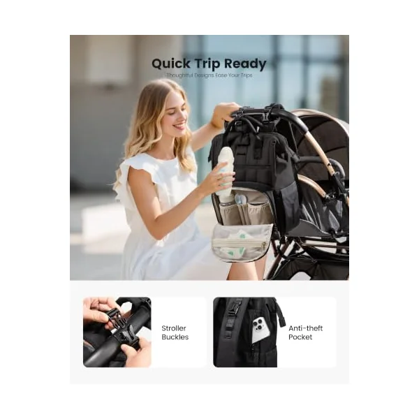 LOVEVOOK Baby Changing Bags, Large Diaper Bag Nappy Backpack for Mom & Dad | Waterproof Nappy Bag With Foldable Changing Mat, Stroller Clips, Large Capacity For Newborn Hospital & Travel Baby Essentials