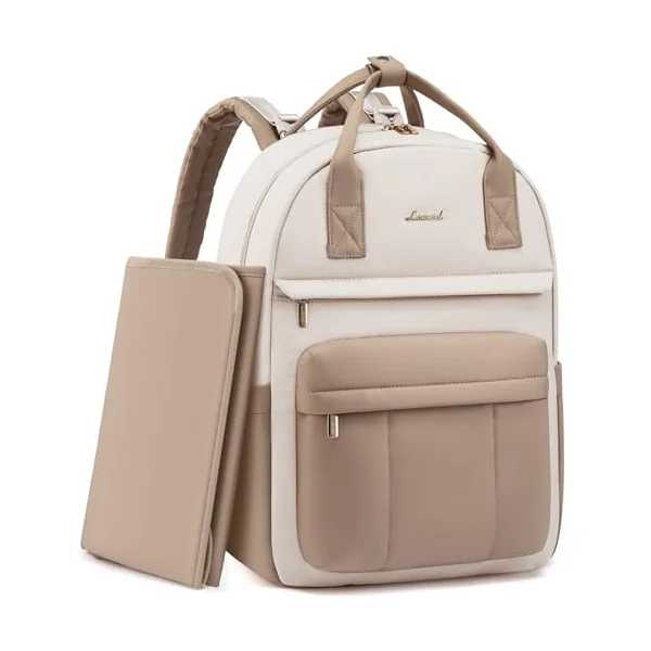 LOVEVOOK Baby Changing Bags, Large Nappy Backpack Lightweight Diaper Bag With Portable Changing Mat & Stroller Straps Maternity Pregnancy Hospital Bag Rucksack for Mom & Dad Beige Khaki