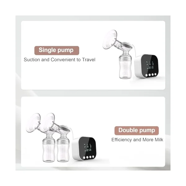 Lulia 4 Modes & 9 Levels Double Electric Breast Pump | Strong Suction Portable Breastfeeding Pump, Anti-Backflow, BPA Free with LCD Display, Easy Clean