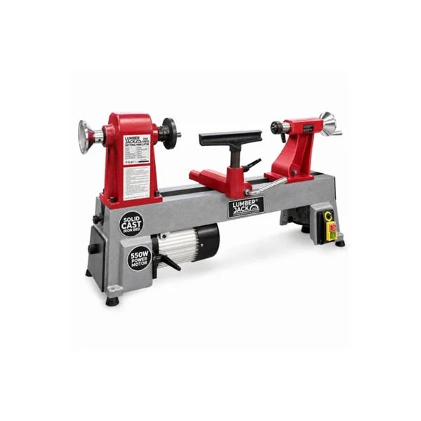 Lumberjack Mini Wood Lathe 550W Bench Lathe, 5-Speed 430-2800RPM Heavy Duty Cast Iron Bed MT2 Spindle