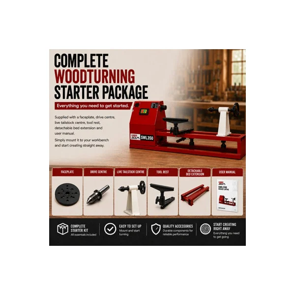 Lumberjack SWL350 Wood Lathe Starter Kit Precision & Power for Every Woodturner